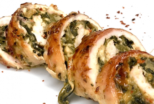 Ispanaklı tavuk sarma